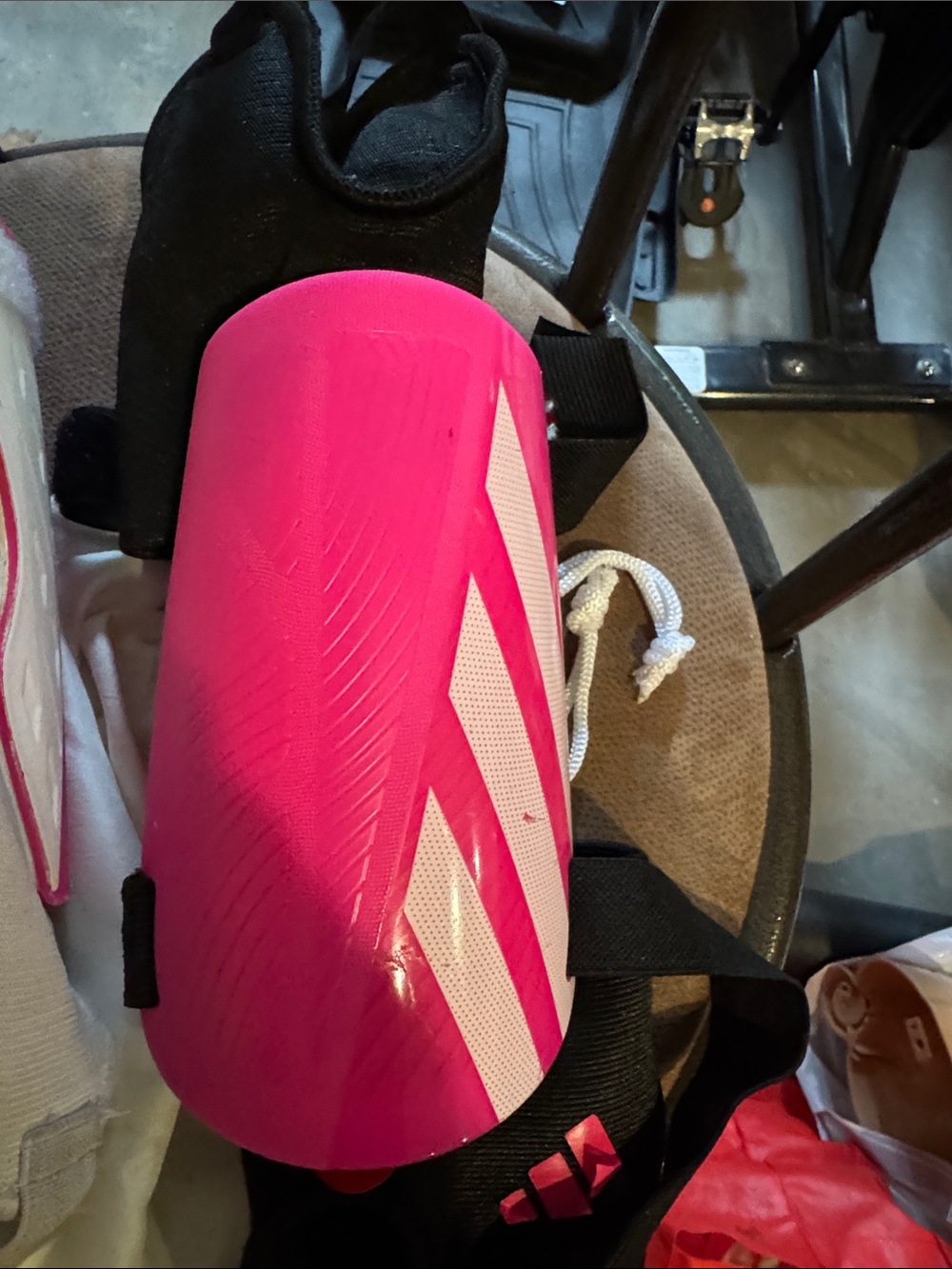 adidas Pink Shin Guards with White Stripes